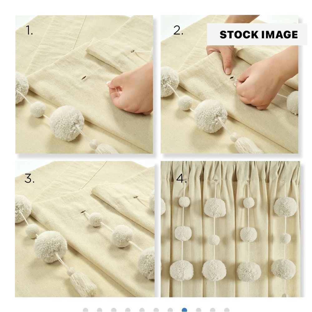 Lush Decor Boho Pom Pom Tassel Linen Window Curtain Panel - Picture 5 of 6